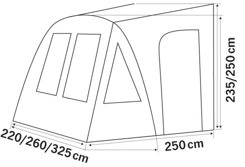 Aufblasbares Wohnwagen-Teilzelt One Beam 220cm
