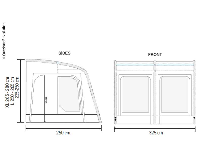 Aufblasbares Caravan Teilzelt E-Sport Air 325 XL